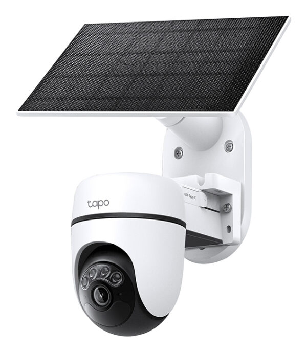 CAMERA IP TP-LINK + PANOU SOLAR, wireless, turret, pt.exterior, dist. IR 9 m, tip lentila fixa 4 mm, 2K 3MP (2304xxxx1296 px), microfon, carcasa plastic, slot SD card, „Tapo C610 KIT” (timbru verde 0.8 lei)