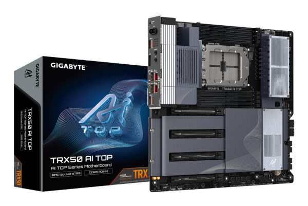 Placa de baza GIGABYTE TRX50 AI TOP, AMD Socket sTR5, TRX50, DDR5, BT, Wi-Fi, E-ATX, Negru „TRX50 AI TOP”