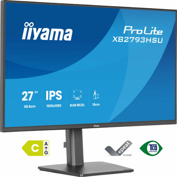 IIYAMA Monitor LED XB2793HSU-B1 27″ IPS 1920×1080 120Hz, 16:9. 350cd, 1500:1, 1ms, HDMI, DP, USB HUB, Full Ergo, Pro „XB2793HSU-B1” (timbru verde 7 lei)