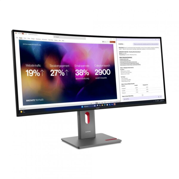 Lenovo Monitor ThinkVision P40WD-40 40″ IPS 5K WUHD AG Curved 4ms 1000:1 120Hz Dock Daisy Speakers Tilt Swivel Lift 1mTB „64B4XAT1EU” (timbru verde 7 lei)
