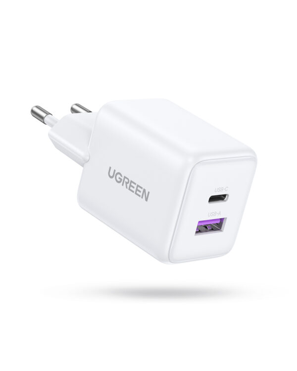 INCARCATOR retea Ugreen GaN „X516” Quick Charge 30W, 1 x USB Type-C, 1 x USB, alb „65015” (timbru verde 0.18 lei)