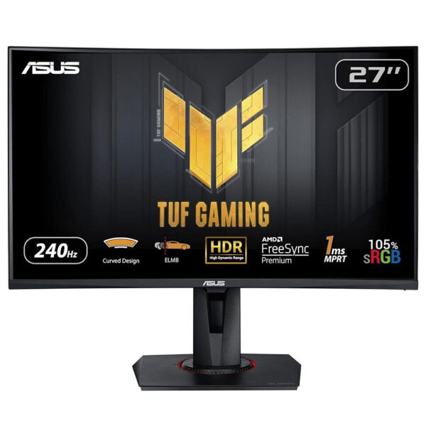 Monitor Gaming IPS LED ASUS TUF 27″ VG27VQM, Full HD (1920 x 1080), HDMI, DisplayPort, AMD FreeSync, Ecran Curbat, Pivot, Boxe, 240 Hz, 1 ms (Negru) „90LM0510-B03E70” (timbru verde 7 lei)