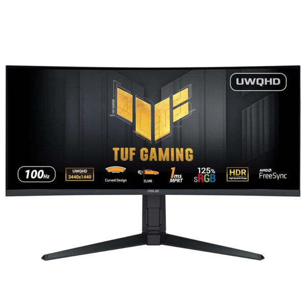 Monitor LED ASUS TUF Gaming VG34VQEL1A – 34 – LED – WQHD, HDR, curved, 100Hz panel, Negru „90LM06F0-B01E70” (timbru verde 7 lei)