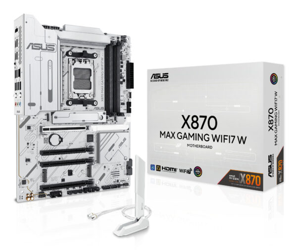 Placa de baza ASUS X870 MAX GAMING WIFI7 W, AMD X870, AM5, ATX, DDR5 „90MB1LZ0-M0EAY0”