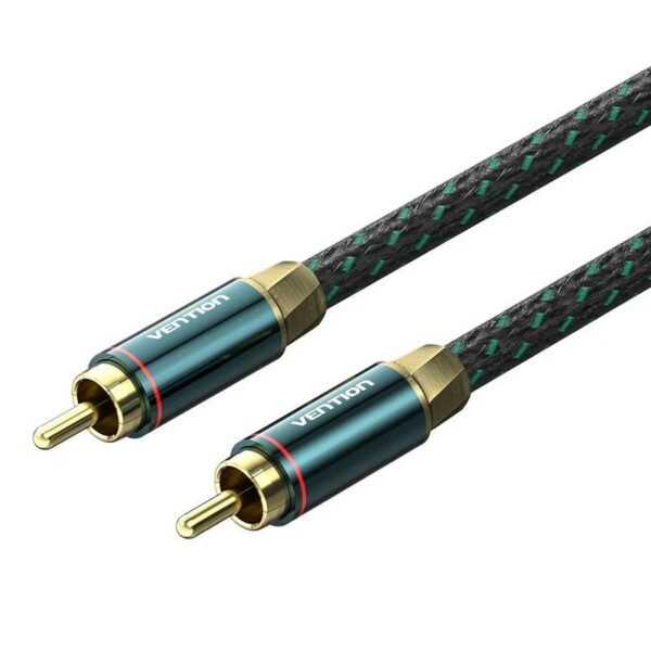 Cablu audio Vention, RCA (T) la RCA (T), 2m, conectori auriti, verde, „BCTGH” (timbru verde 0.08 lei) –