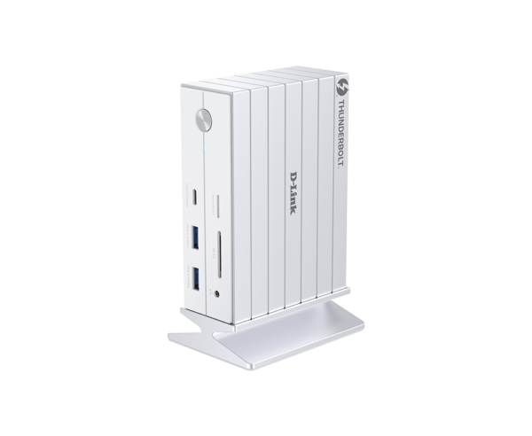 DOCKING STATION D-LINK, 14-in-1 Thunderbolt 4, conectare PC Type-C, porturi: 1xjack 3.5,1xSD/microSD slot, 3xUSB, 2xUSB 3.1, 1xUSB Type-C, 1xGigabit RJ45, 1xThunderbolt 4, 1xHDMI 2.1 8K/30Hz, 1xDP 1.4 8K/30Hz, alb „DUF-E01” (timbru verde 0.8 lei)