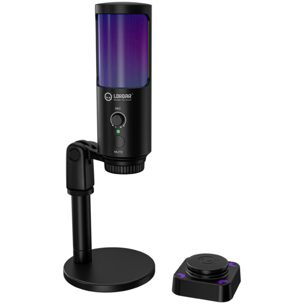 LORGAR SMP40, RGB Microphone with external mute button and metal stand, Black „LRG-SMP40-BK” (timbru verde 0.03 lei)