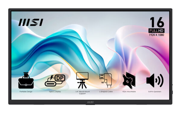 MSI PRO MP165 E6 15.6inch IPS FHD 60Hz 4ms HDMI 2xUSB Type C 2x1W Speaker „PRO MP165 E6” (timbru verde 7 lei)