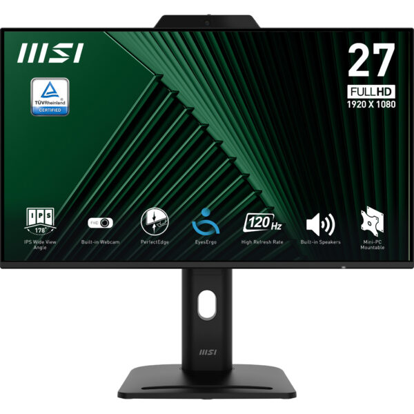 MSI PRO MP272PMG 27inch IPS FHD WebCam 120Hz 300cd/m2 1ms D SUB HDMI DP USB 2.0 Speakres Pivot „PRO MP272PMG” (timbru verde 7 lei)