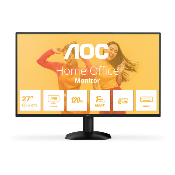 Monitor IPS LED AOC 27″ Q27B35S3, QHD (2560 x 1440), HDMI, DisplayPort, 120 Hz, 1 ms (Negru) „Q27B35S3” (timbru verde 7 lei)