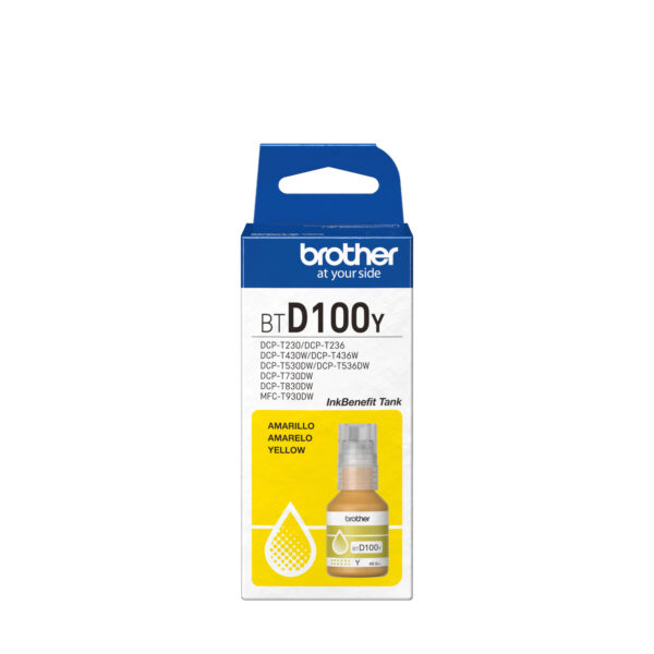 Cartus Cerneala Original Brother Yellow, BTD100Y, pentru DCP-T430W|DCP-T530DW|DCP-T730DW|MFC-T930DW|5K, incl.TV 0 RON, „BTD100Y”