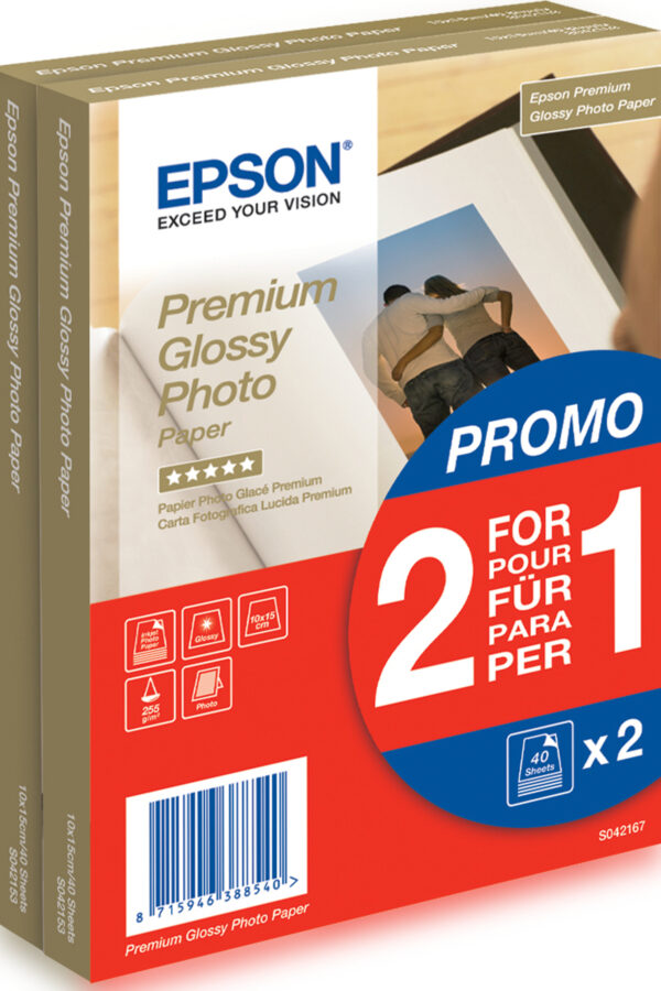 Premium Glossy Photo Paper Original Epson S042167, dimensiune 10x15cm, 80 coli, tip premium glossy, greutate 255g/m2 „C13S042167” (RAPO)