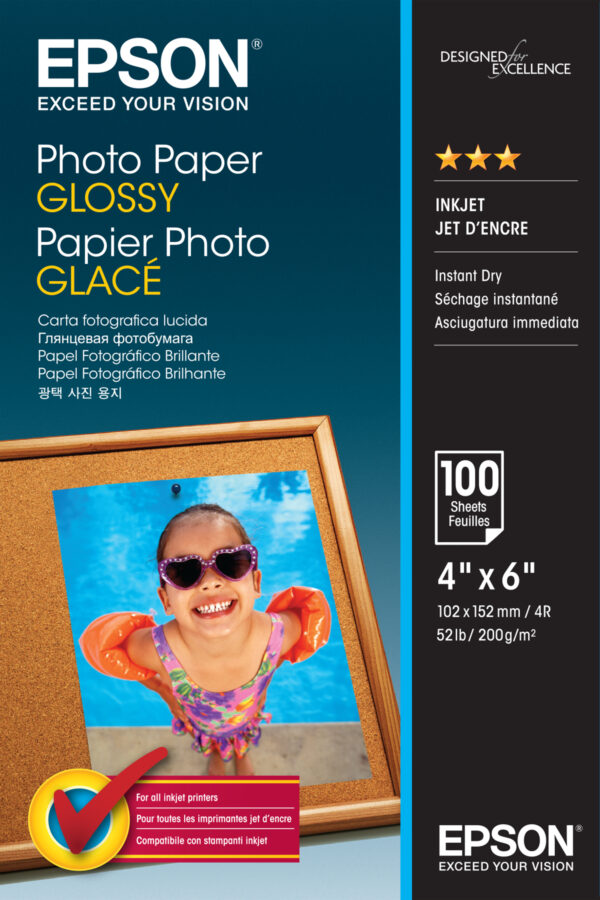 Glossy photo paper Originala Epson, S042548, pack 100 coli, 10x15cm, „C13S042548”, (RAPO)