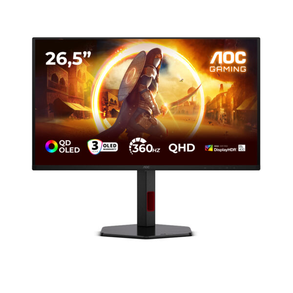 Monitor Gaming QD-OLED AOC 26.5″ Q27G4SDR, QHD (2560×1440), HDMI, DisplayPort, Pivot, 360 Hz, 0.03 ms (Negru) „Q27G4SDR” (timbru verde 7 lei)
