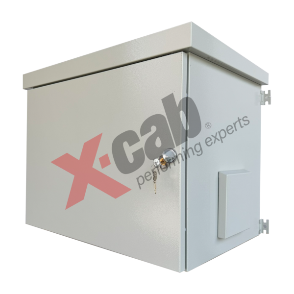 Cabinet metalic de exterior 19″, cu izolatie termica, rack de perete, 9U 600×400 mm, IP-55, Xcab seria F „Xcab-FX196409”