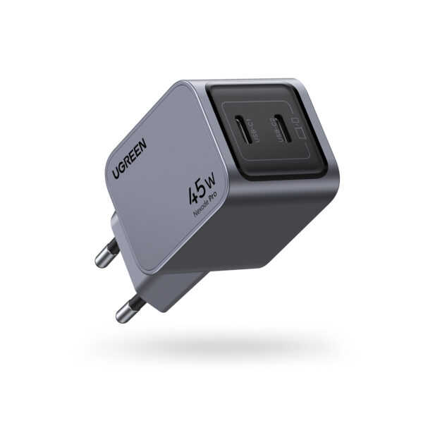 INCARCATOR retea Ugreen Nexode Pro GaN „X707” Quick Charge 45W, 2 x USB Type-C, gri „35008” (timbru verde 0.18 lei) – 6941876230082