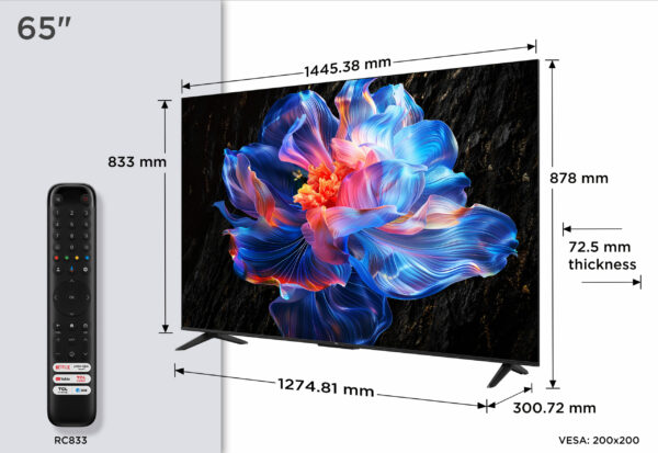 Televizor LED TCL 165 cm (65″) 65P6K, Ultra HD 4K, Smart TV, WiFi, CI+ „65P6K” (timbru verde 15 lei)