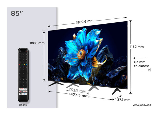 QLED TV 4K 85(214 cm) TCL 85P7K „85P7K” (timbru verde 15 lei)
