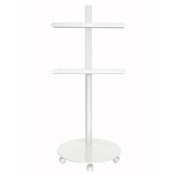 Stand TV mobil pe roti, reglabil, 32-70 inch(81cm-178cm), baza rotunda, capacitate sustinere 45KG, Alb, Techly, ICA-TR102W „ICA-TR102W”