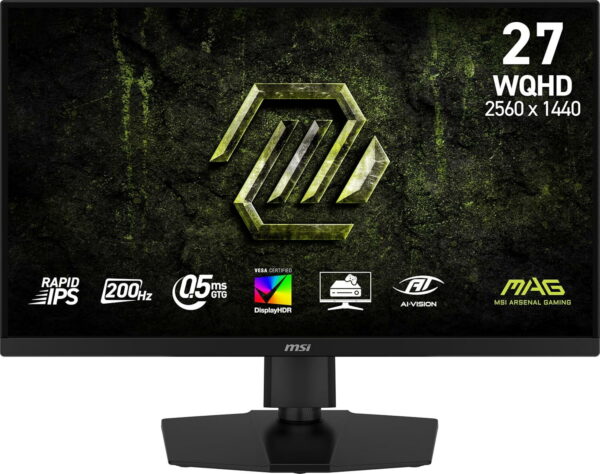Monitor MSI MAG 274QPF E20, 27″, Rapid IPS, WQHD, 2560 x 1440, HDMI, DisplayPort, AMD FreeSync Premium, Pivot, 200Hz, 0.5 ms, Negru „MAG 274QPF E20” (timbru verde 7 lei)