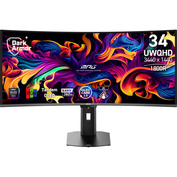 MSI MPG 341CQR QD-OLED X36 34inch QD-OLED UWQHD Curve 1800R 360Hz 0.03ms 2xHDMI DP USB Type-C 2xUSB Type-A 2xUSB Type-B 3Y „MPG 341CQR QD-OLED X36” (timbru verde 7 lei)