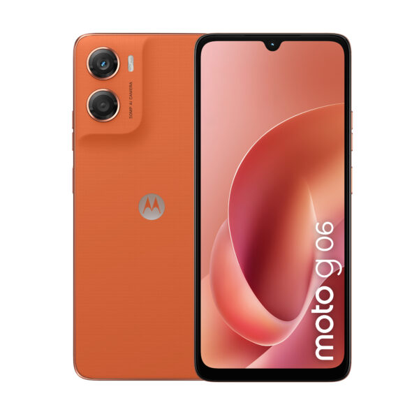 Telefon Mobil Motorola Moto G06, Procesor Mediatek Helio G81 Ultra Octa-Core, IPS LCD Touchscreen 6.88″, 4GB RAM, 256GB Flash, Camera 50 MP, Wi-Fi, 4G, Dual Sim, Android (Portocaliu) „PBA20013RO” (timbru verde 0.45 lei)