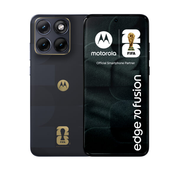 Telefon Mobil Motorola Edge 70 Fusion, FIFA Edition, Procesor Qualcomm SM7635 Snapdragon 7s Gen 3, 6.78″, 8GB RAM, 256GB Flash,50 + 13 MP, Wi-Fi, 5G, Dual Sim, Android (Negru/Albastru) „PBBD0028PL” (timbru verde 0.45 lei)