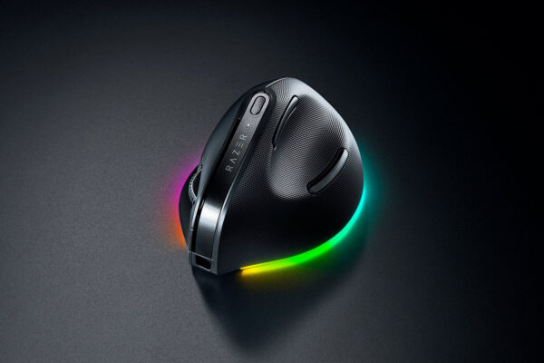 Mouse vertical ergonomic Razer Pro Click V2, wireless, 30.000 DPI, 5 dispozitive, RGB „RZ01-05250100-R3G1” (timbru verde 0.18 lei)