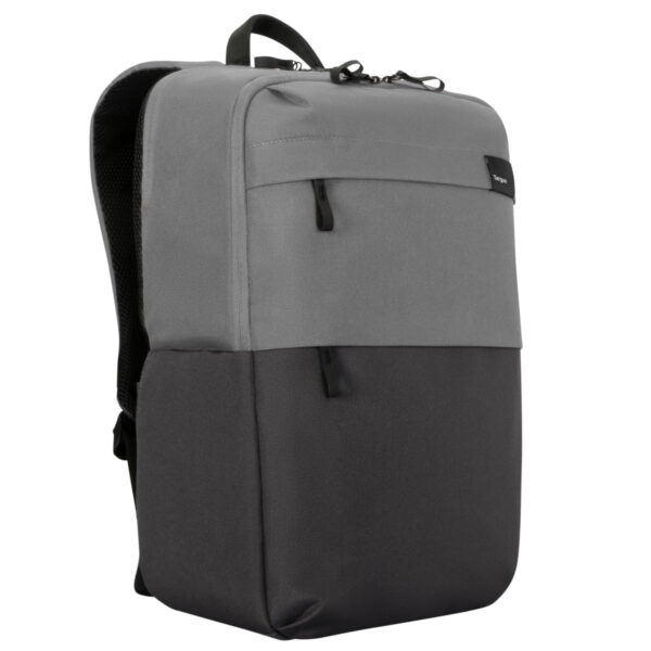 Rucsac laptop Targus 16″ Sagano EcoSmart, pentru laptopuri de 16″ sau mai mici, capacitate 22 de litri, material RPET 500, dimensiun: 33 x 19 x 53 cm, greutate 0.77 kg, negru/gri „TBB634GL”