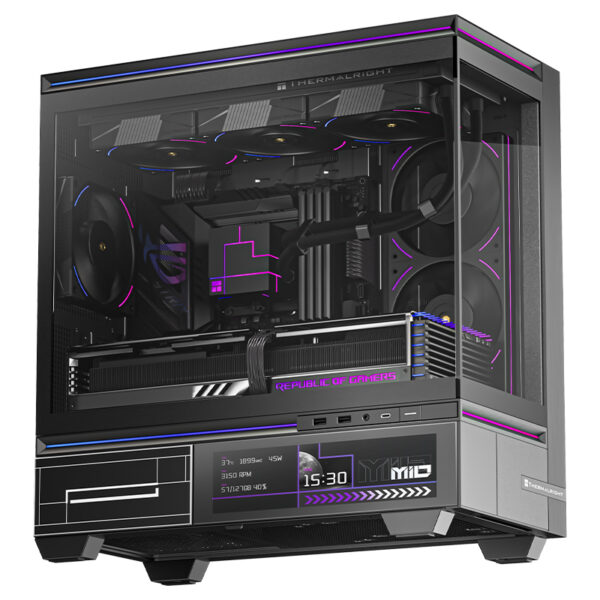 CARCASA Thermalright „TL-M10 Vision Black FAN4-C”, mid tower, sticla securizata, ecran LCD 9.16″, fara PSU, 4 x fan incluse (3x TL-C12RB-S V2 + 1x TL-C12C-S 120mm), H max cooler 185mm, USB-C, 2x USB 3.0, negru, ARGB, „TL-M10 Vision Black FAN4-C” (tim