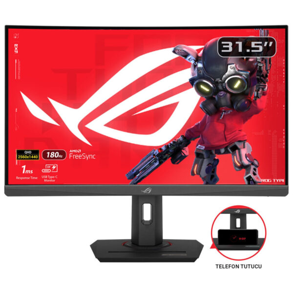 Monitor Gaming VA LED ASUS ROG Strix 31.5″ XG32WCS, WQHD (2560 x 1440), HDMI, DisplayPort, Ecran curbat, 180 Hz, 1 ms (Negru) „90LM0AC0-B01970” (timbru verde 7 lei)