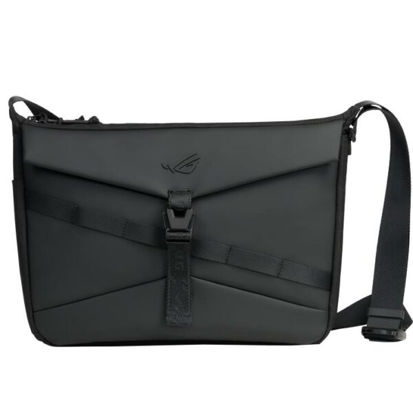 Geanta messenger ASUS pentru laptop, din poliester, captusita, cu curea reglabila, ROG Archer Messenger 14, max. 14 inch (Negru) „90XB0AR0-BME000”