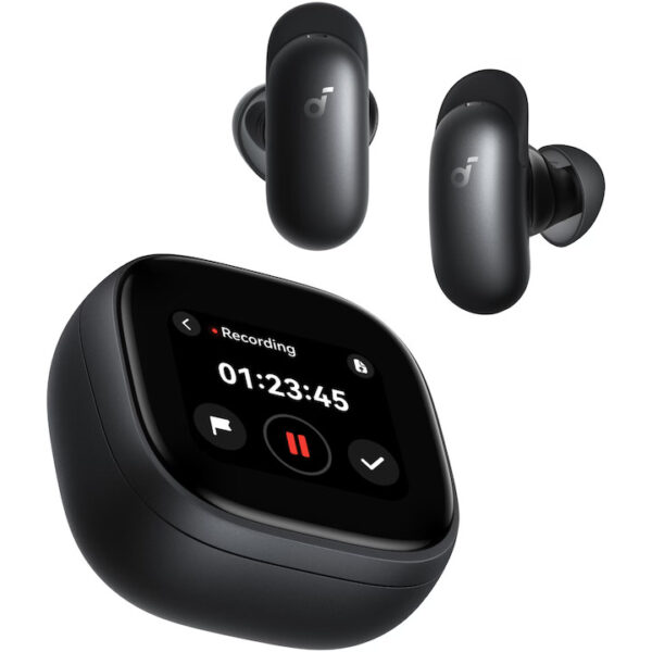 Casti Anker „Soundcor Liberty 5 Pro Max”, tip butoni, utilizare multimedia, Bluetooth 6.1, USB-C, microfon, autonomie 28 ore, ANC, Anker Thus Ai Chip, ecran AMOLED 1.78″, AI Note-taker, negru, „D1204G11” (timbru verde 0.08 lei) – 194644307981