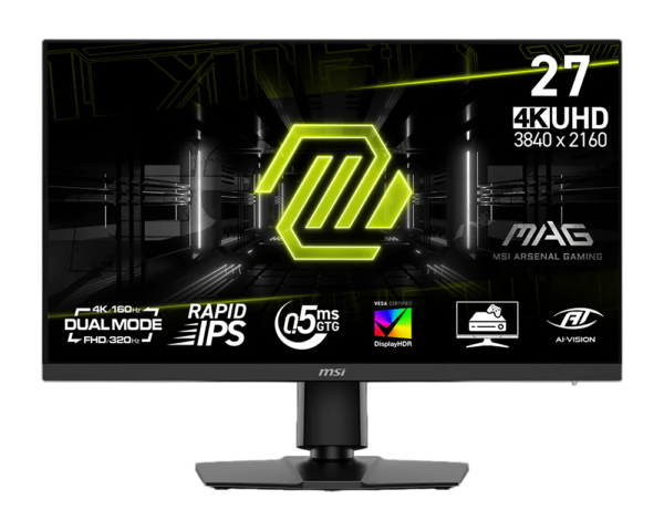 Monitor MSI MAG 272URDF E16, 27″, Rapid IPS, UHD, 3840×2160, HDMI, DisplayPort, Dual model 160Hz / 320Hz, AMD FreeSync Premium, Pivot, 160Hz, 0.5ms, Negru „MAG 272URDF E16” (timbru verde 7 lei)