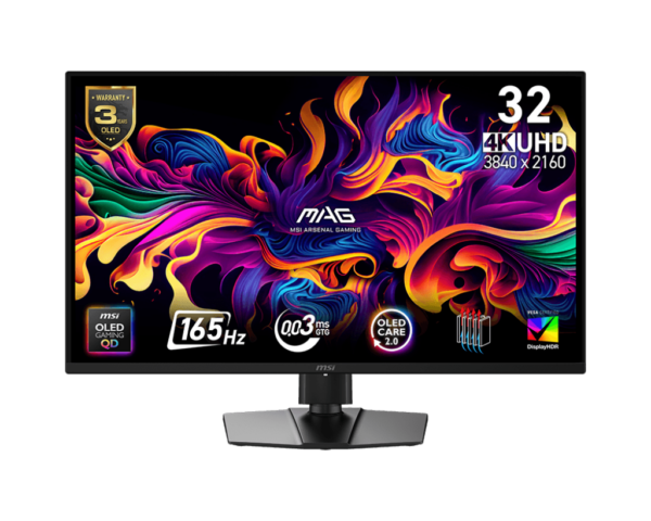 Monitor MSI MAG 322UP QD-OLED E16, 31.5″, UHD, 3840 x 2160, HDMI, Display Port, NVIDIA G-SYNC, AMD FreeSync Premium Pro,165Hz, 0.03ms, Negru „MAG 322UP QD-OLED E16” (timbru verde 7 lei)