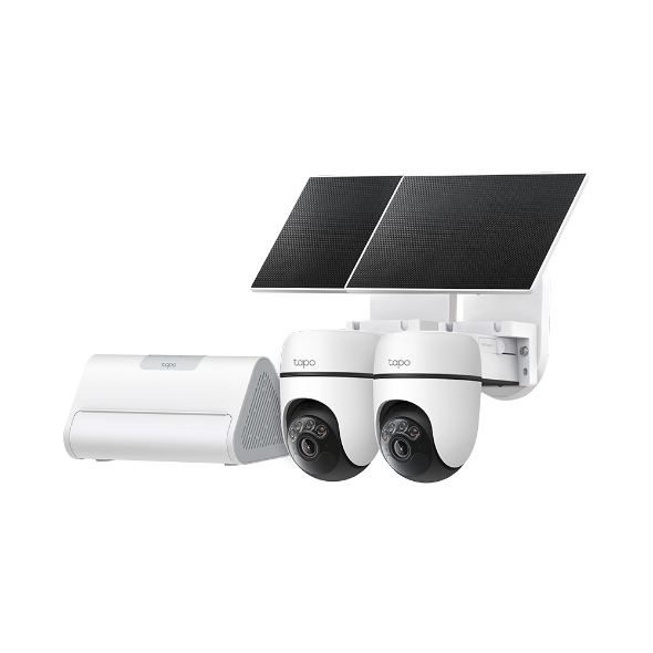 KIT CAMERA IP Exterior TP-Link, 2x camere pan/tilt 2K solar (single lens) + CentralHub H500 (stocare locala 16GB, extensibila pana la 16TB), WiFi 2.4/5GHz, IP65, „Tapo HB112” (timbru verde 1.2 lei)