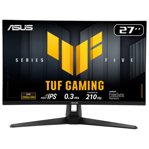 Monitor Gaming Fats IPS LED ASUS TUF Gaming 27″ VG27AQ5A, QHD (2560 x 1440), HDMI, DisplayPort, Boxe, 210 Hz, 0.3 ms (Negru) „VG27AQ5A” (timbru verde 7 lei)