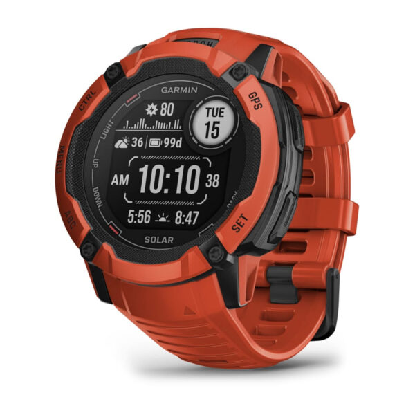 Smartwatch Instinct 2X Solar 2.79cm (1.1″) MIP, 50mm, Digital, 176x176px, Touchscreen Graphite GPS (satellite), Rosu”010-02805-01″ (timbru verde 0.18 lei)