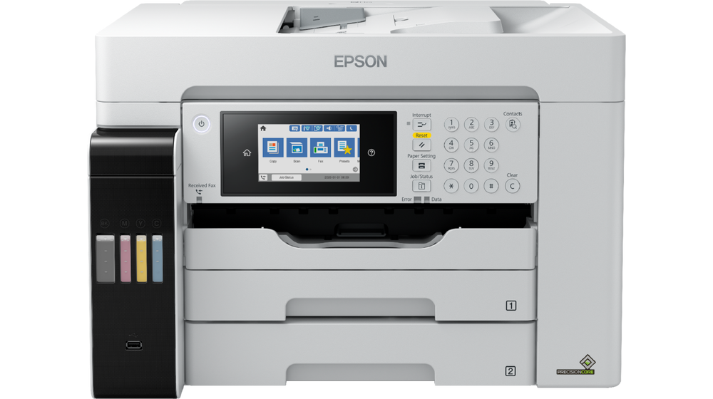 Multifunctional Inkjet CISS Color Epson L15180, A3, Functii: Impr.|Scan.|Cop.|Fax, Viteza de Printare Monocrom: 25ppm, Viteza de printare color: 25ppm, Conectivitate:USB|WIFI|RET, Duplex:Da, ADF:Nu(Timbru Verde 30lei) „C11CH71406”