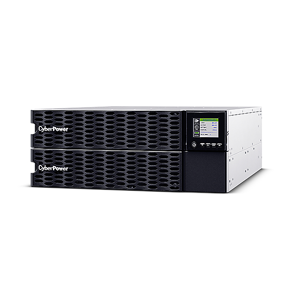 UPS CYBER POWER Online dubla conversie cu sin. pura, cu management, Rack 4U, LCD, 10000VA/10000W, 10x IEC, baterie 16x 12V/9Ah, incarcare pana la 4h, USB, RS232, slot SNMP, APFC, LCD col, EPO, EBM, GreenP, „OL10KERTHD” (timbru verde 88 lei)