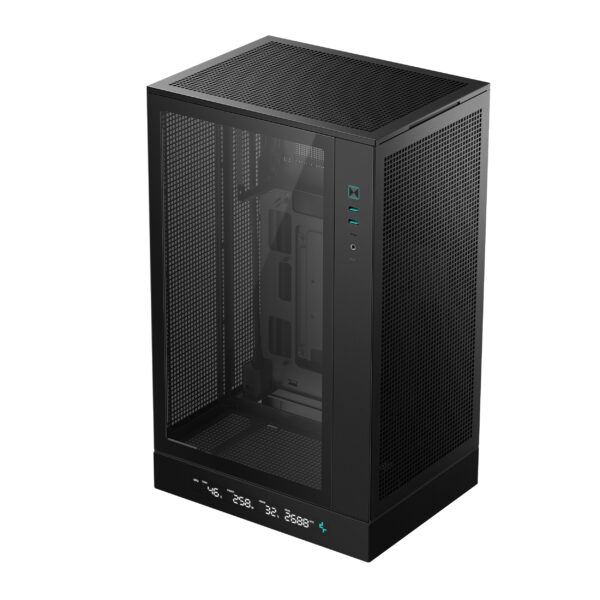 CARCASA DeepCool „CH270 DIGITAL”, mini tower, gaming, fara sursa, suporta 6xfan, USB Type-C x 1, USB 3.2 gen 1 x 2, audio+mic, 4 sloturi expansiune, alb, „R-CH270-BKNDM0-G-1”